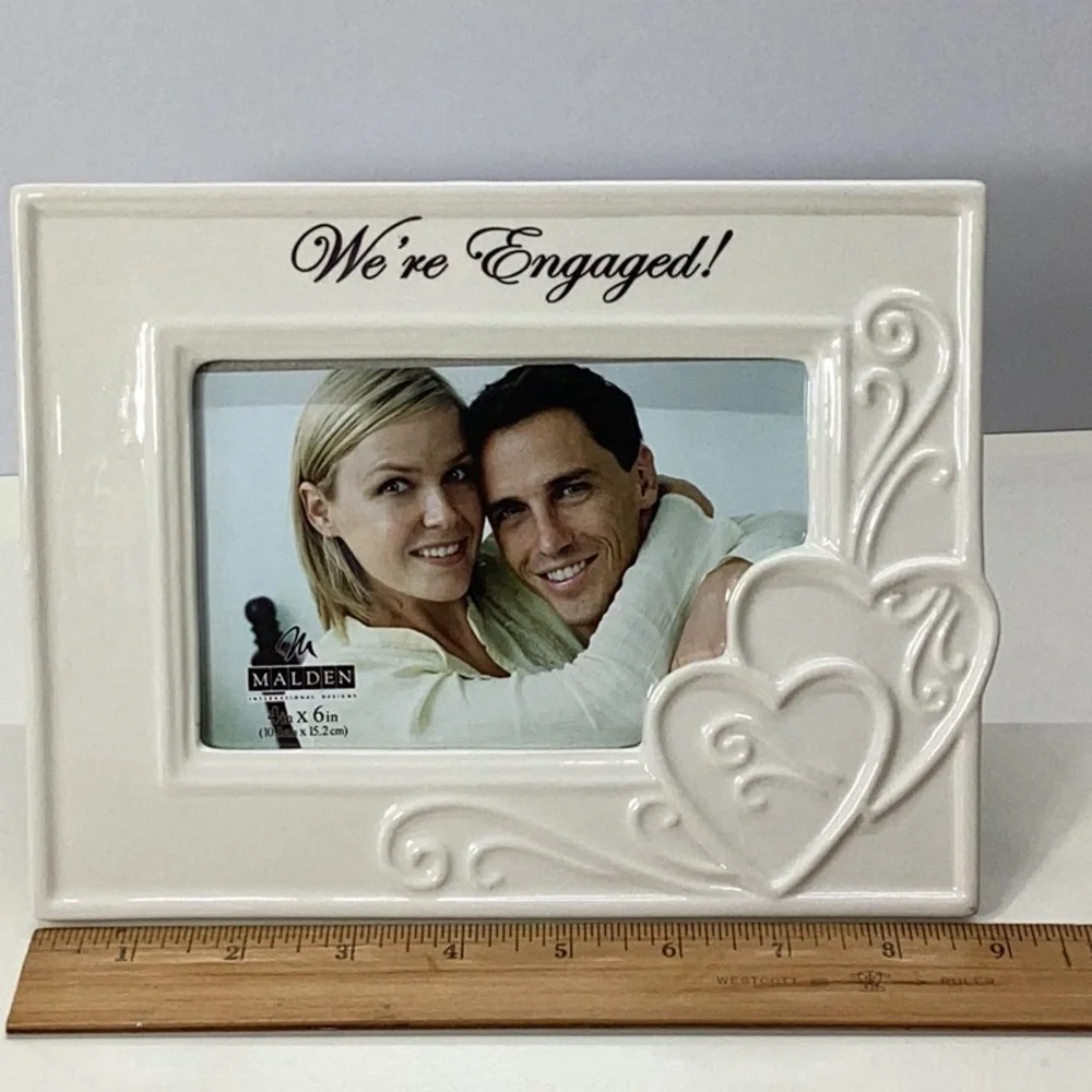Malden 'We're Engaged!' Cream 4x6 Photo Frame